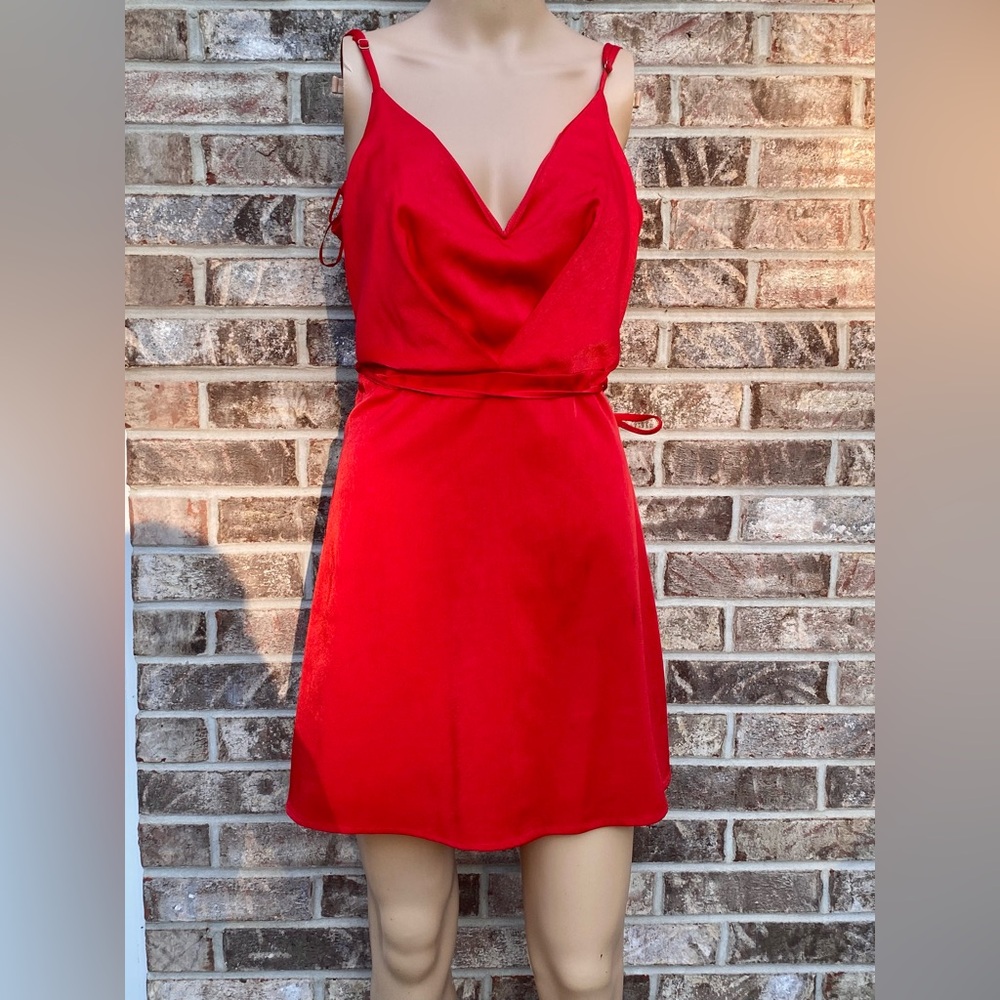 Red Belted Draped Heart Fashion Nova Mini Summer Dress